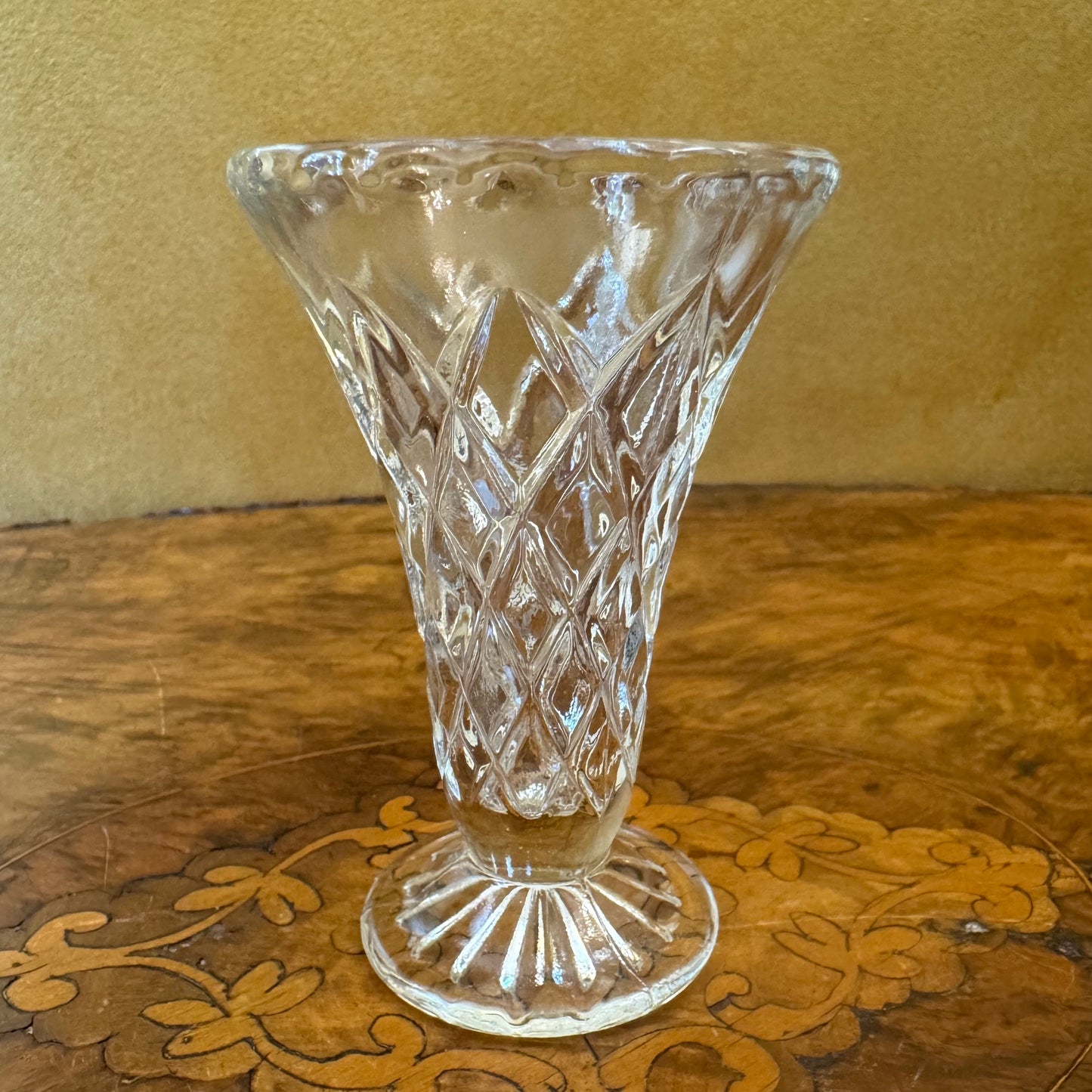 Vintage Glass Cut Small Vase 
