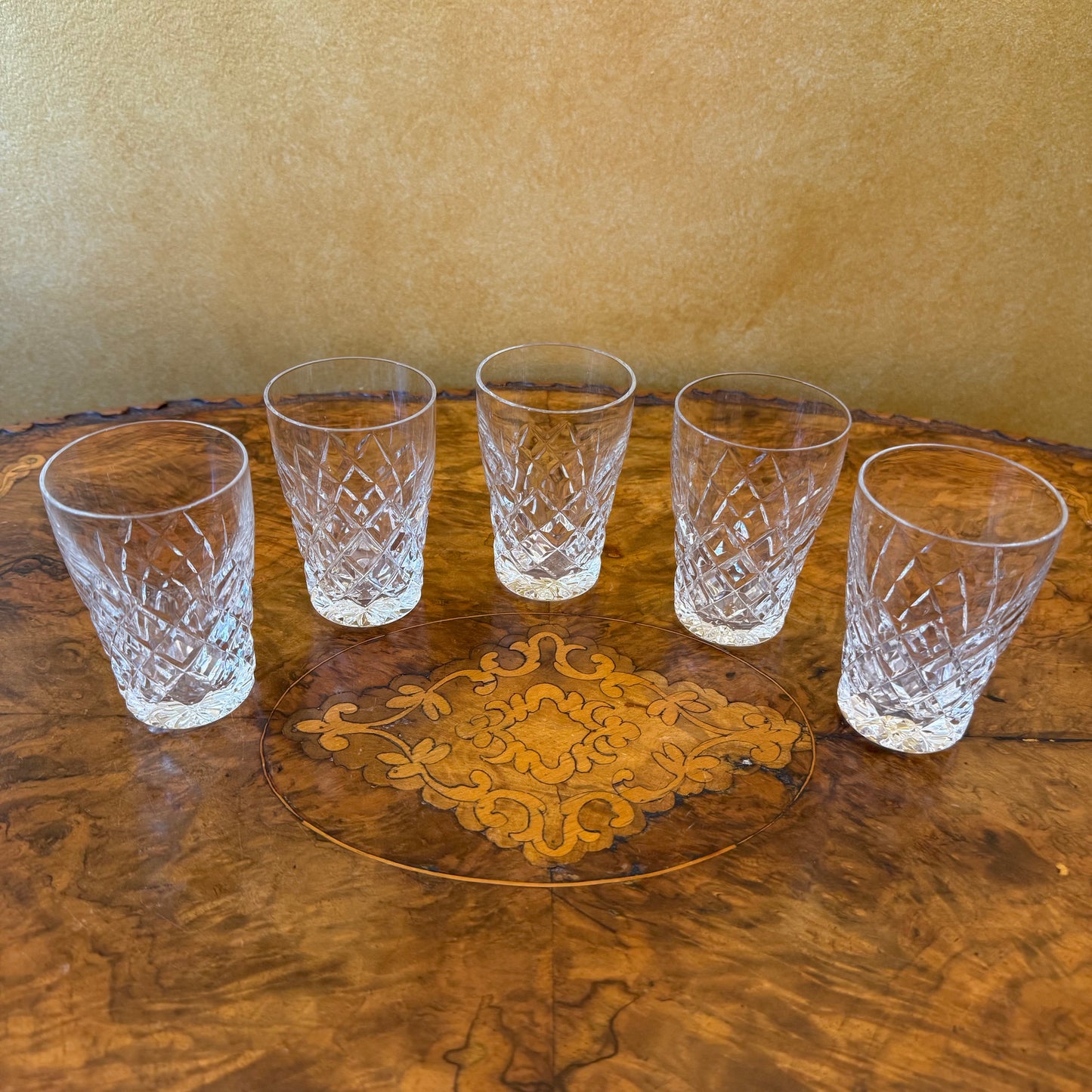 Vintage Glass Cut Tumblers Set 