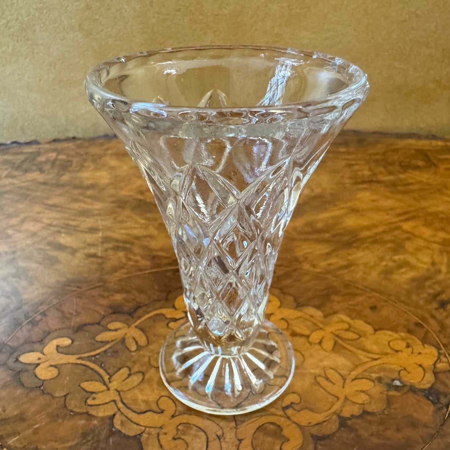 Vintage Glass Cut Vase 