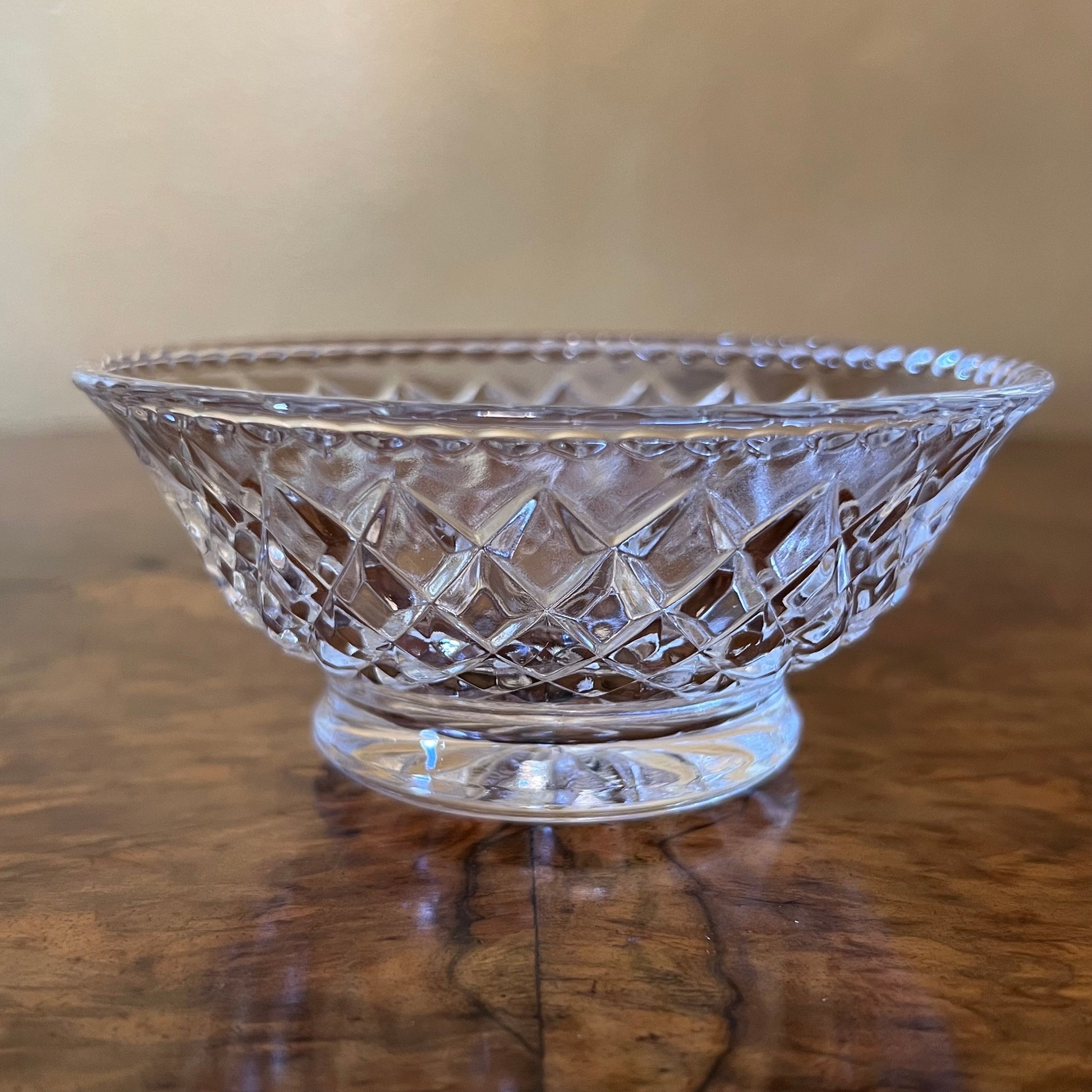 Vintage Glass Diamond Cut Design Desert Bowls Set 