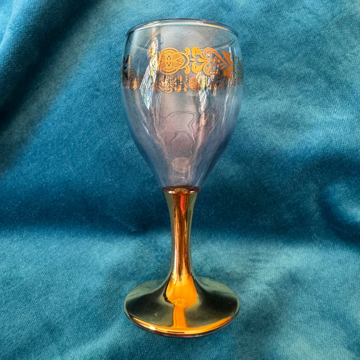 Vintage Glass Gold Pink Tint Port Glasses
