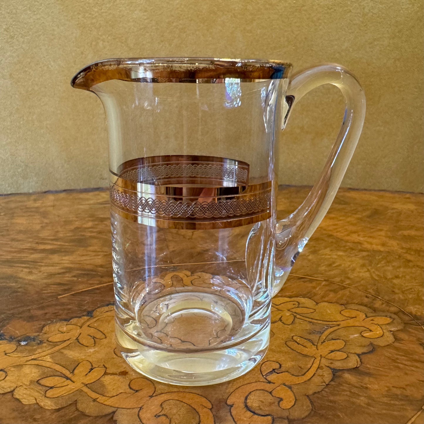 Vintage Glass Gold Trim Small Jug 