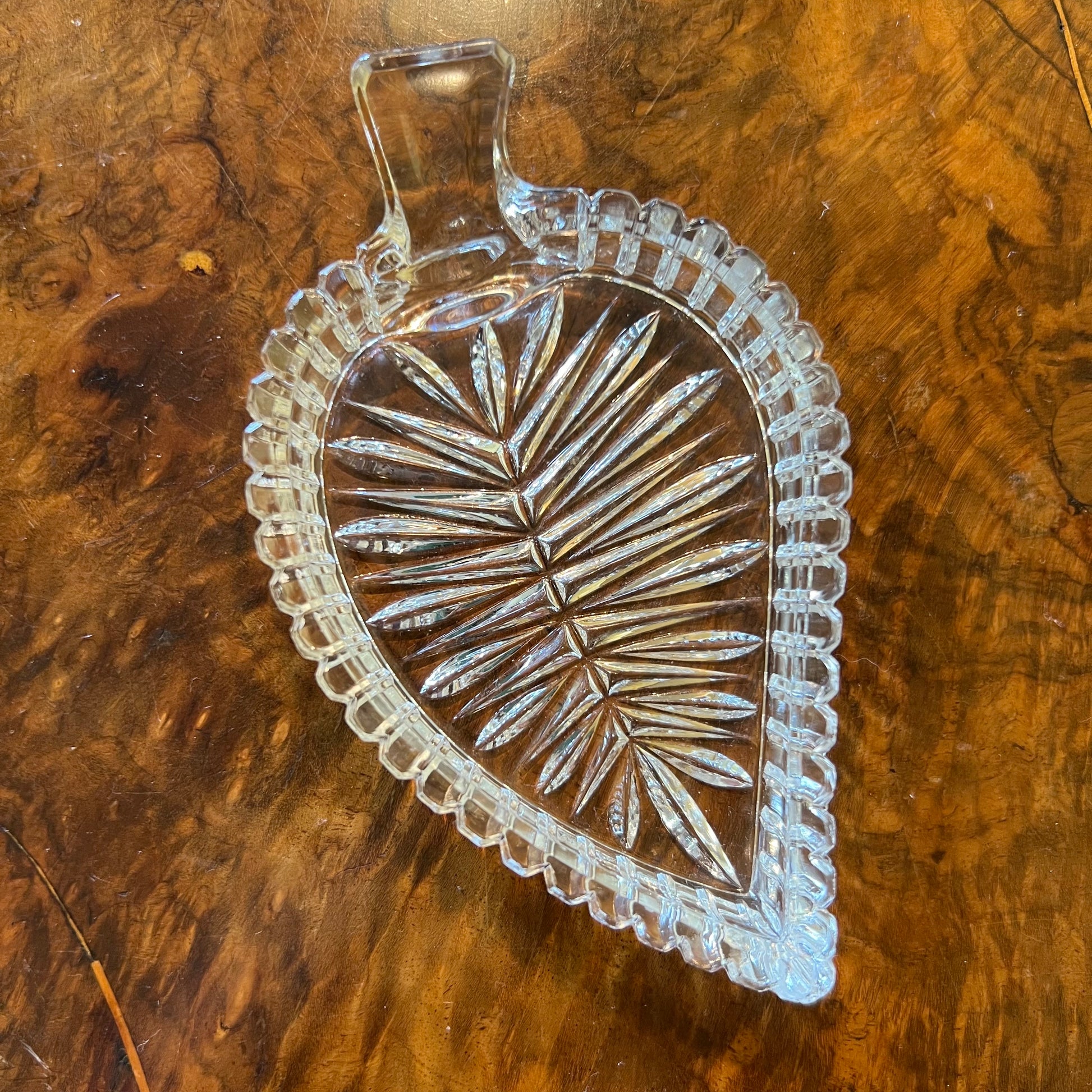 Vintage Glass Leaf Shape Small Dish 