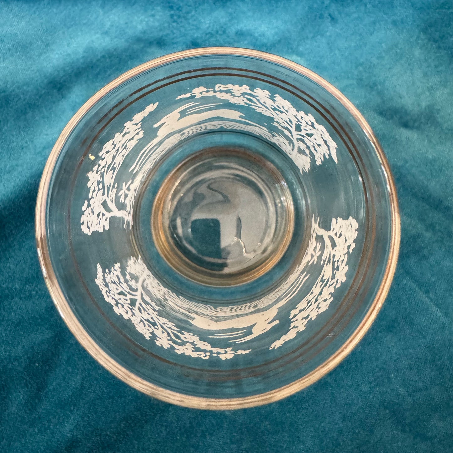 Vintage Glass Leaping Gazelle Deer Forest Glasses
