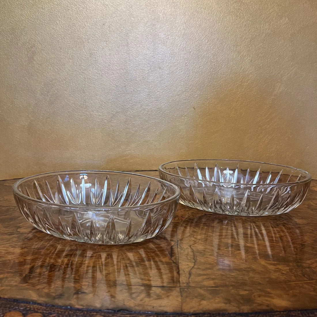 Vintage Glass Oval Bowls Pair
