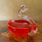 Vintage Glass Red Swan Bowl 