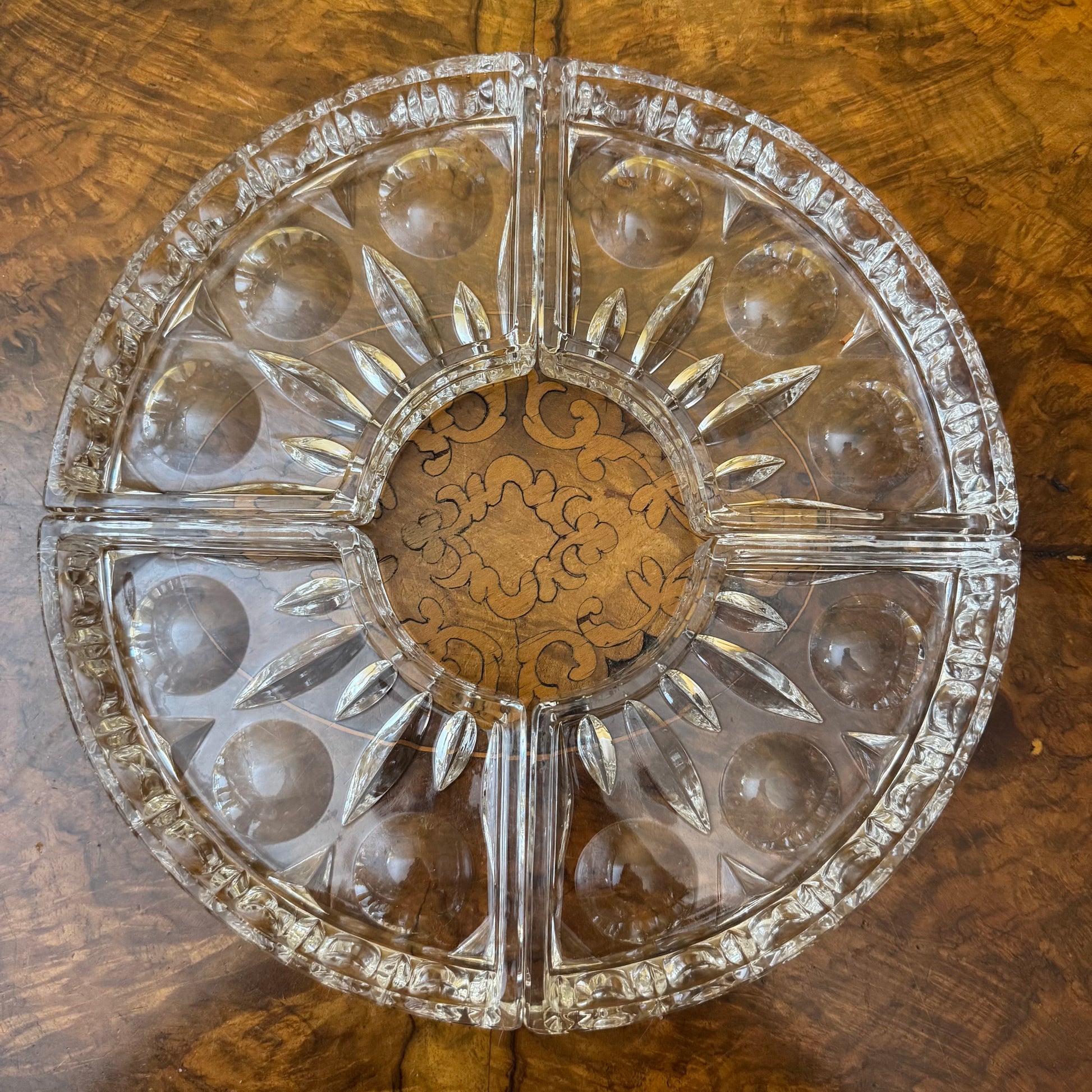 Vintage Glass Round Serving Divider Bowls