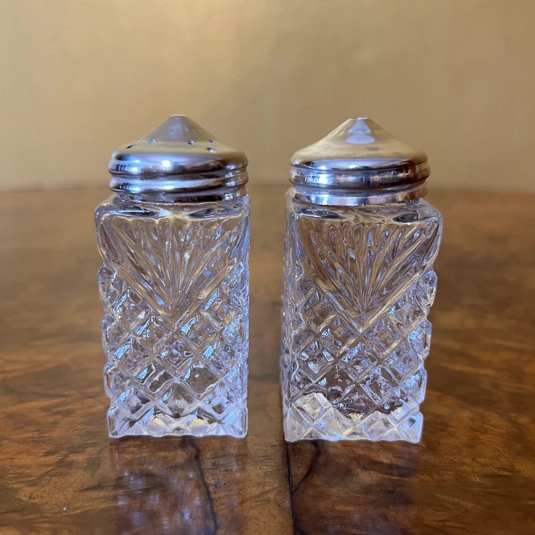 Vintage Glass Salt & Pepper Shakers