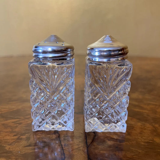 Vintage Glass Salt & Pepper Shakers