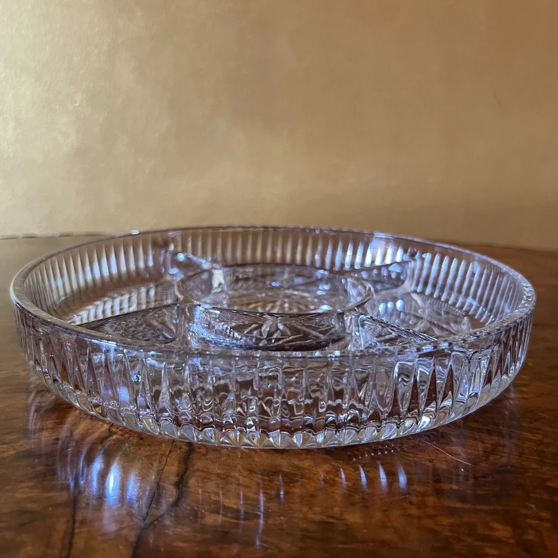 Vintage Metal & Glass Serving Platter