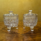 Vintage Glass Small Bowls With Lids Pair 