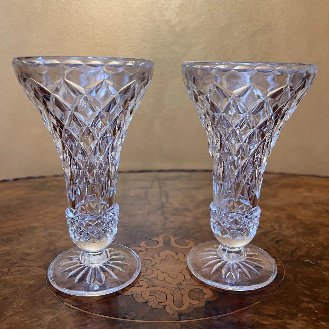 Vintage Glass Small Vase Pair