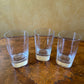 Vintage Glass Square Base Round Top Glasses Set Of Three