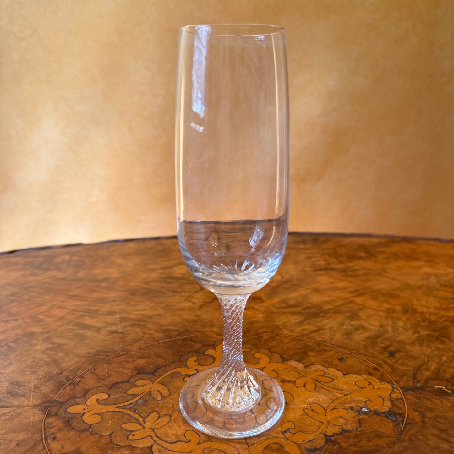 Vintage Glass Twist Stem Champagne Flutes Set 