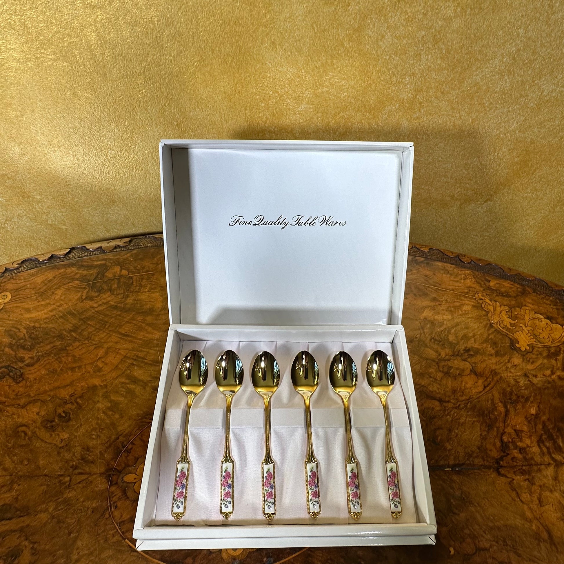 Vintage Gold Plate Stainless Steel Spoons Set Of Six 