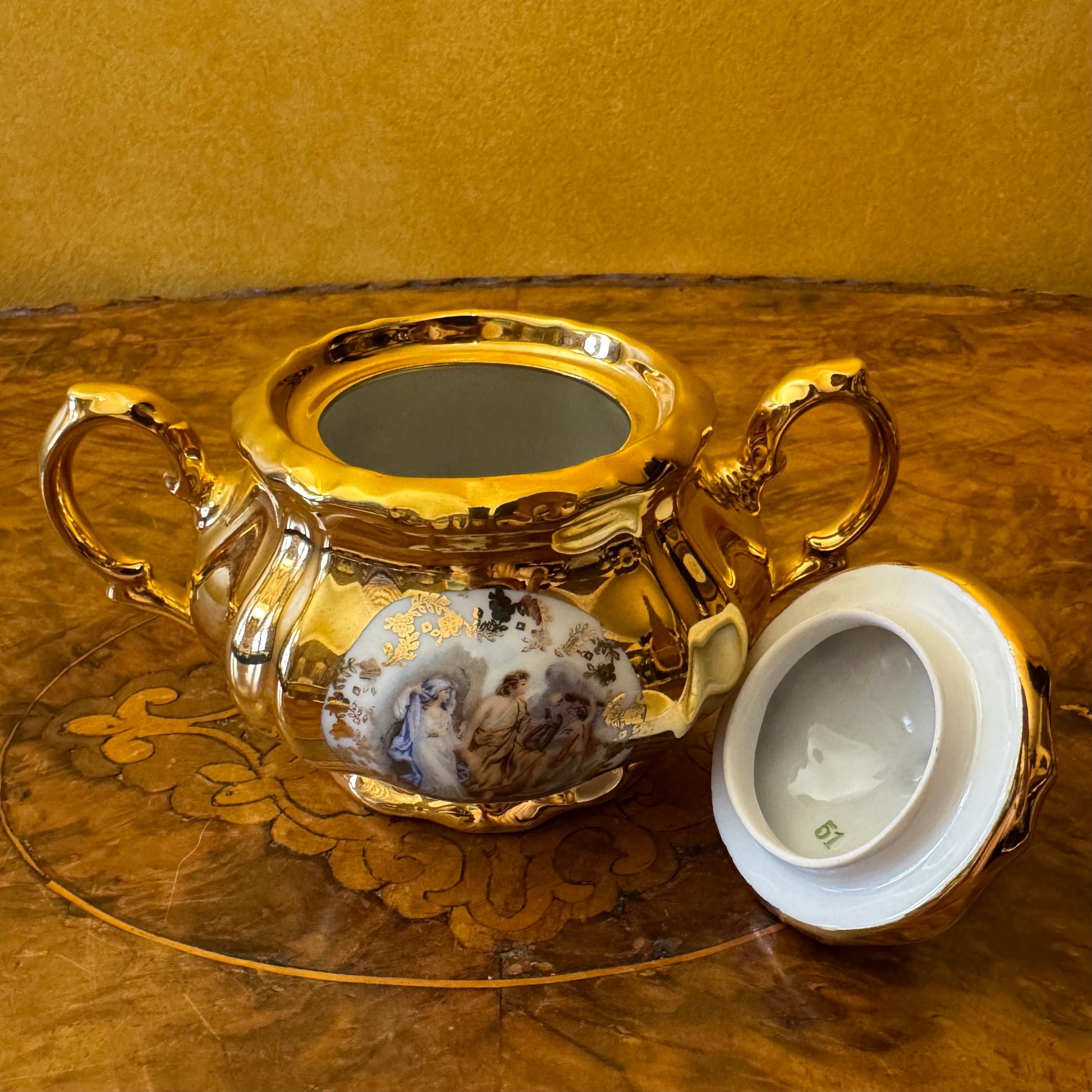 Vintage Golden Bareuther Bavaria Demitasse Coffee Sugar Bowl 