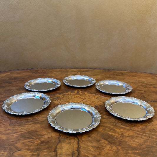 Vintage Grapes Vines Border Embossed Coasters Set Of Six 