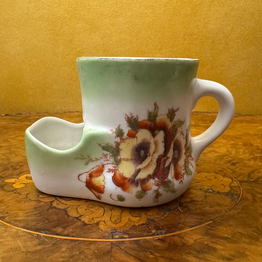 Vintage Green Floral Print Shaving Mug 