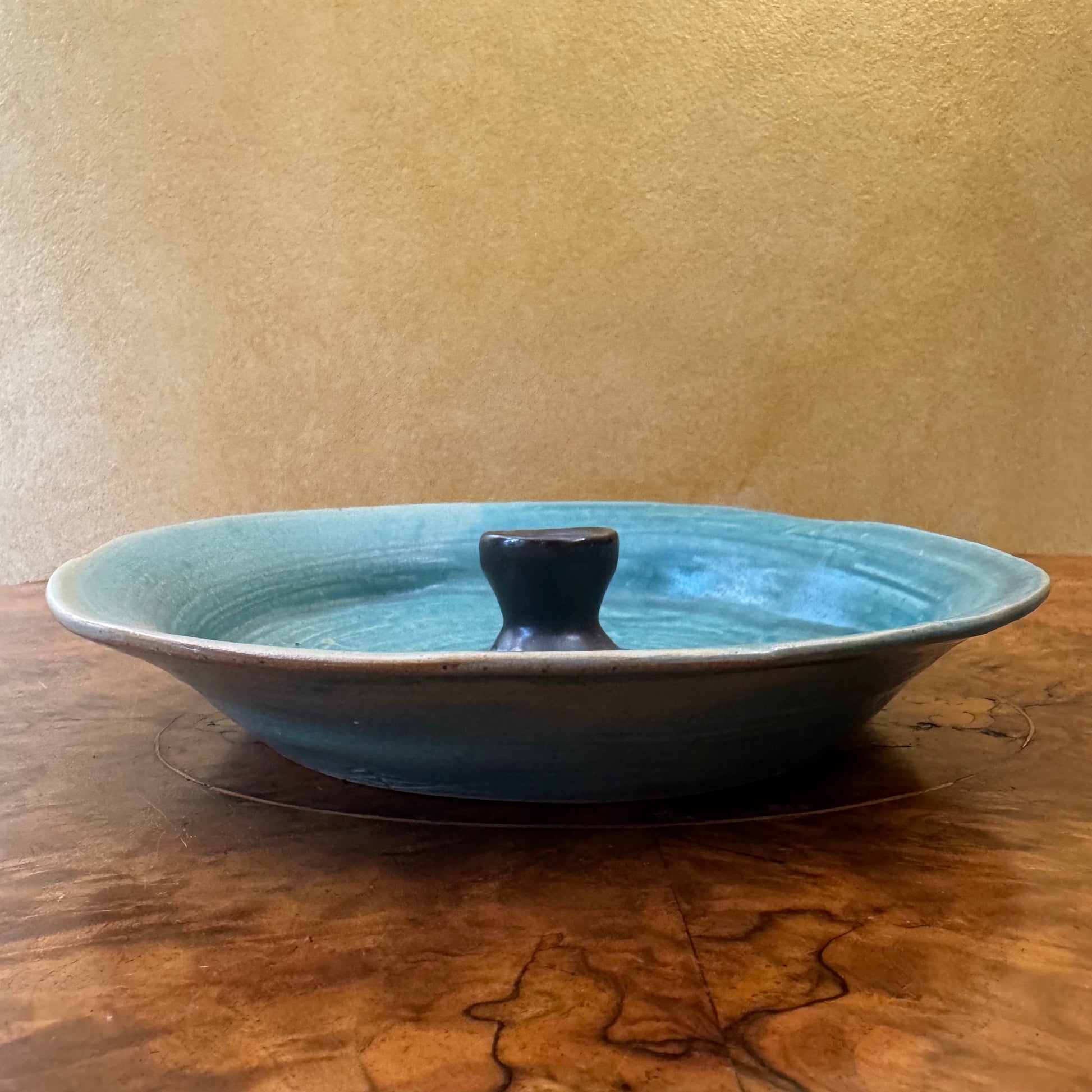 Vintage Green Pottery Candle Incense Holder Bowl