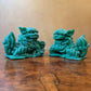 Vintage Green Resin Guardian Foo Dogs Statues Pair