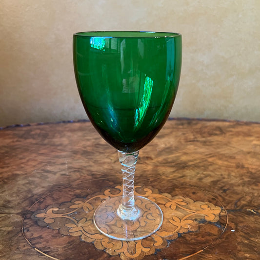 Vintage Green Wine Glass 