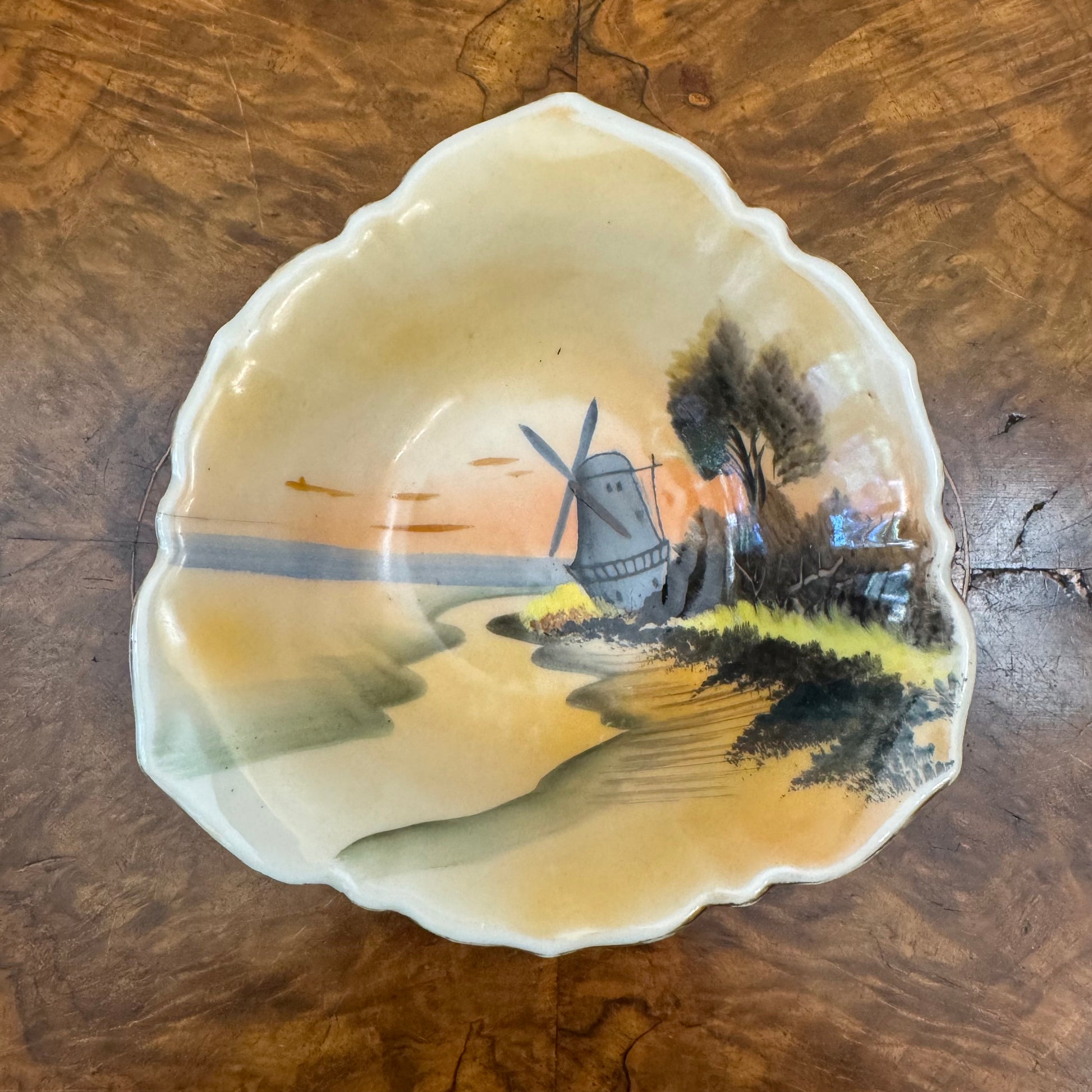 Vintage Hand-Painted Light House Print Small Bowl Dish 