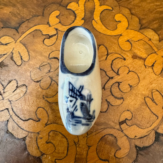 Vintage Hand Painted Floral/Windmill Clog Shoe