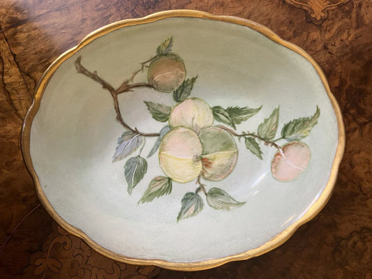 Vintage Hand Painted Fruit Print Bowl
