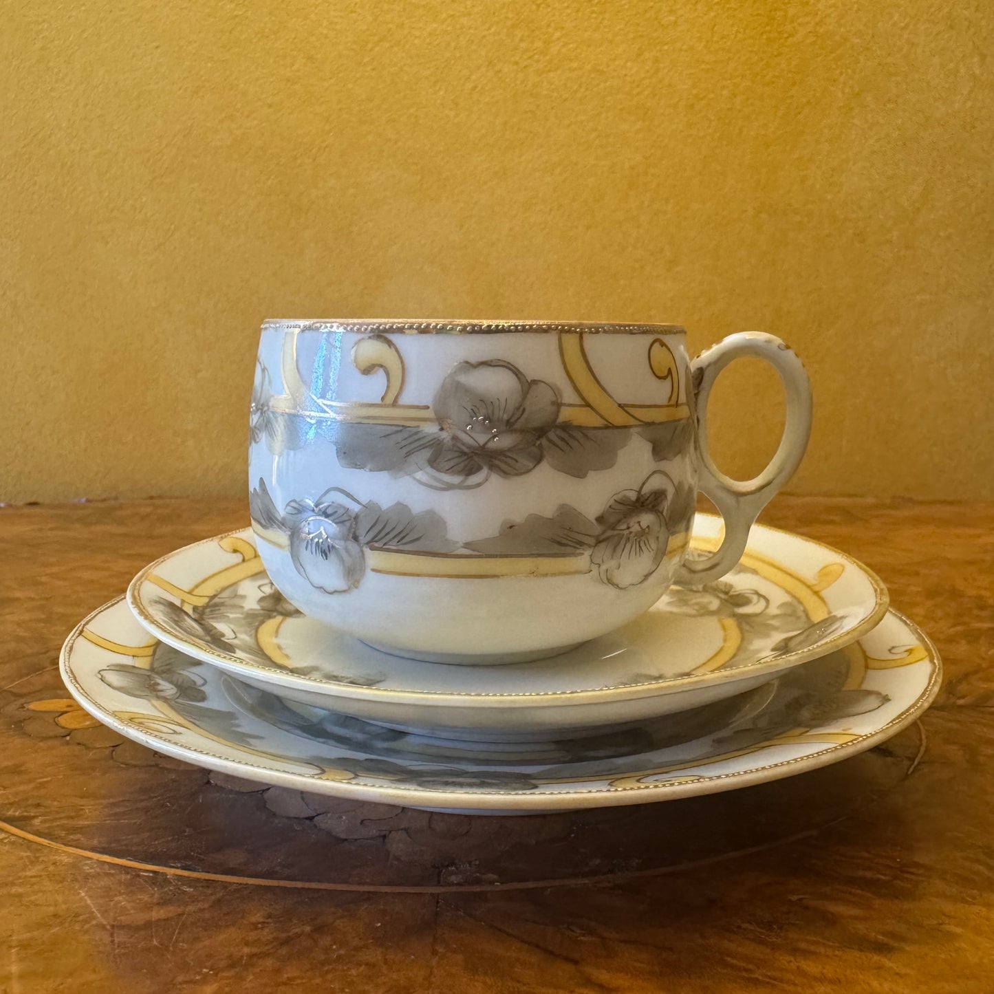 Vintage Hand Painted Nippon Tea Cup Trio Set 