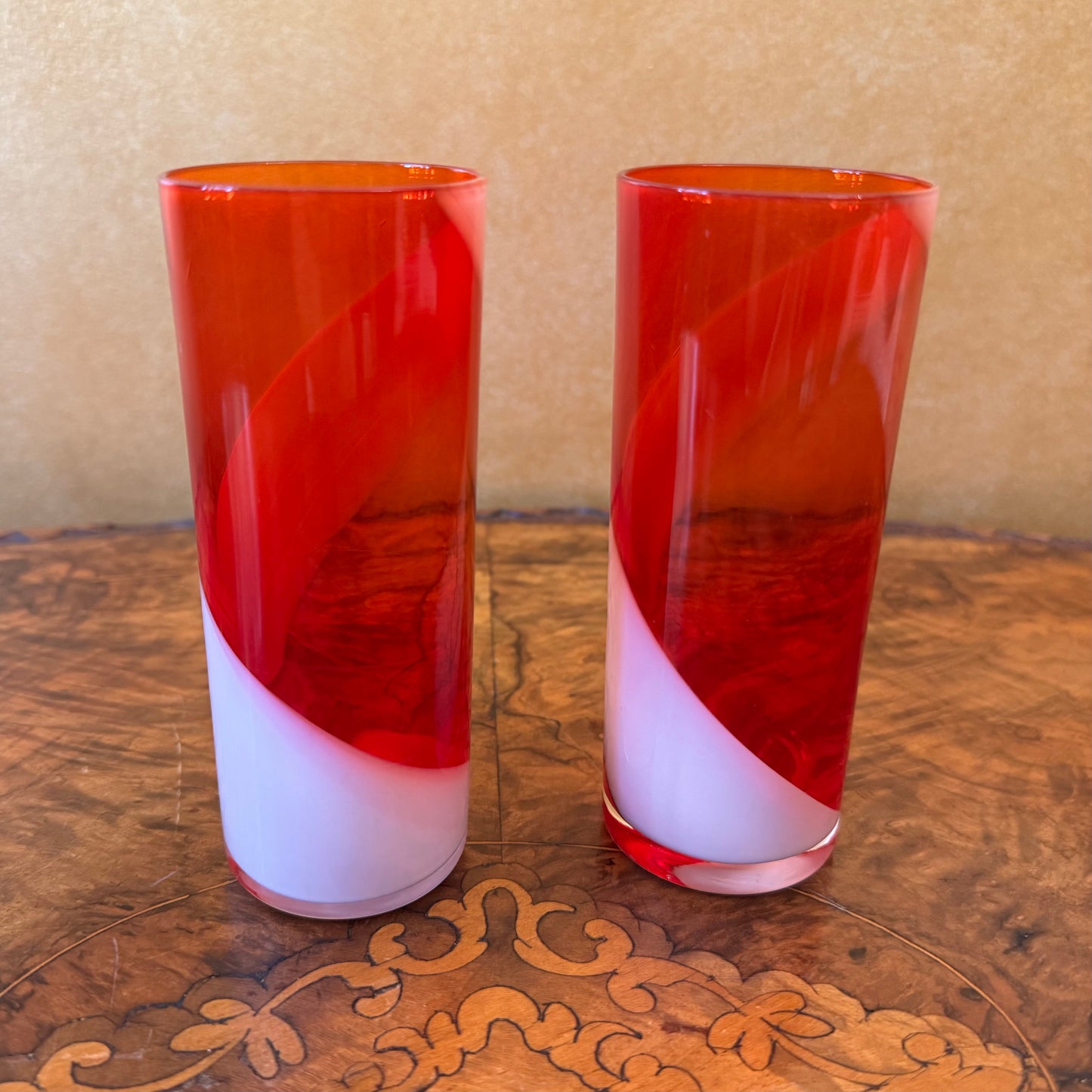 Vintage Harlequin Hand Blown Glass Highball Glass