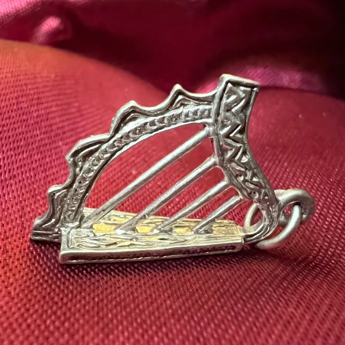 Vintage Celtic Harp Pendant Or Charm