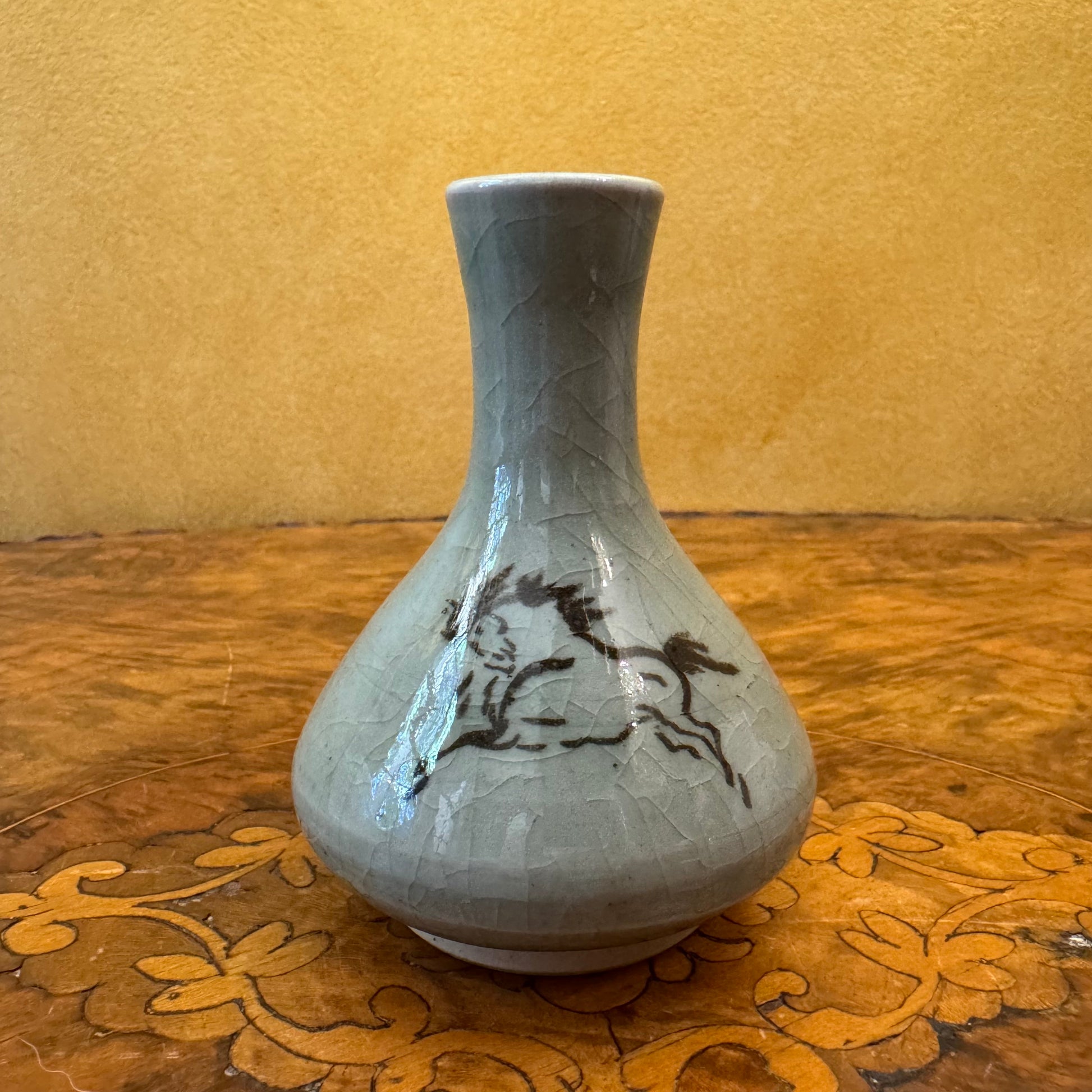 Vintage Horse Print Bud Vase 