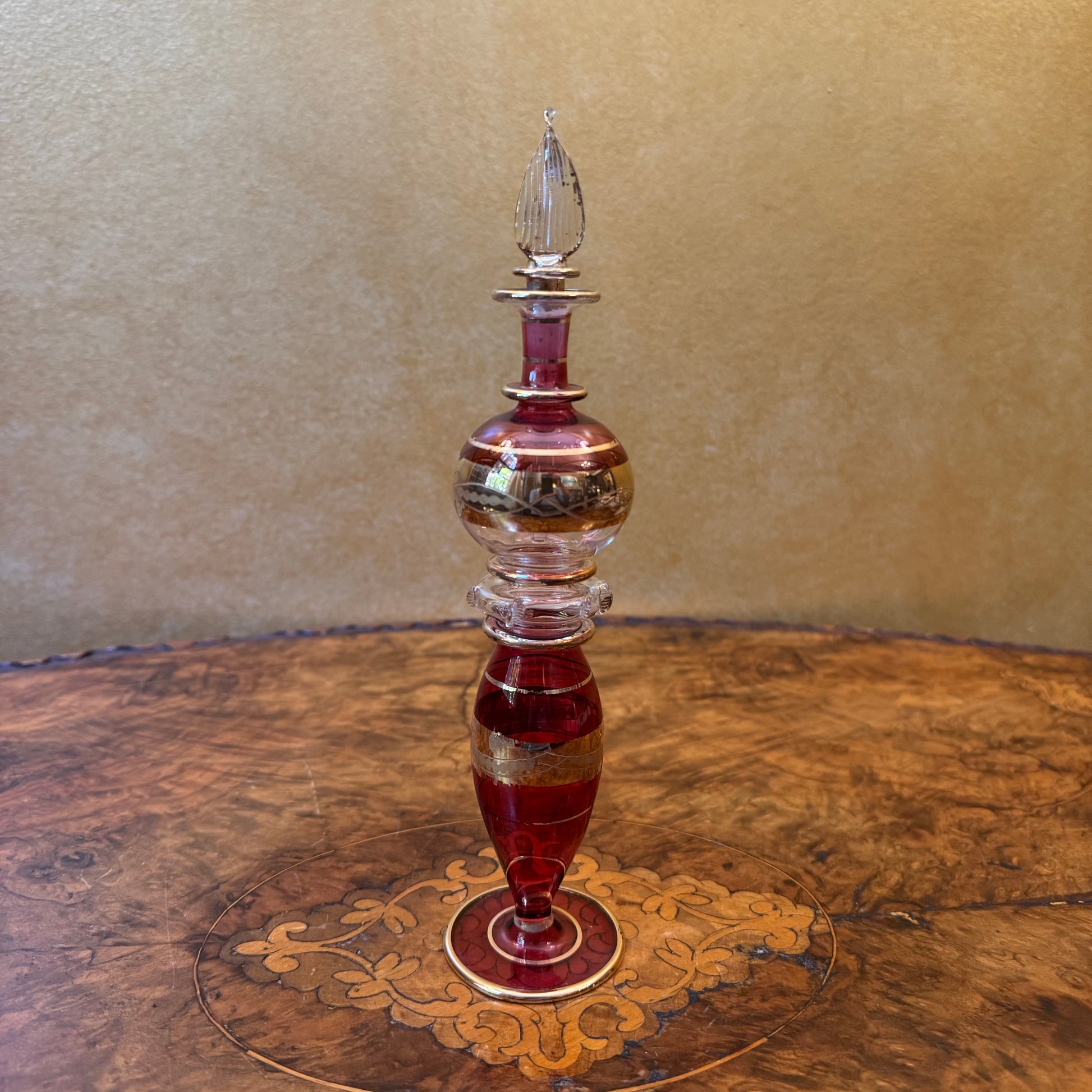 Vintage Hot Pink Glass Perfume Bottle & Dropper