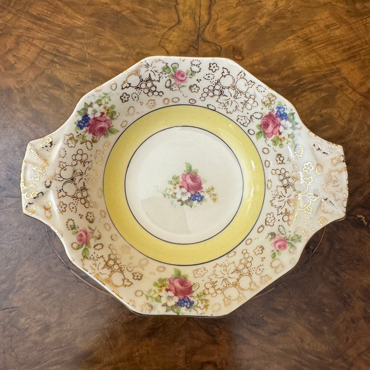 Vintage Indian H&K Tunstall Floral Print Bowl 