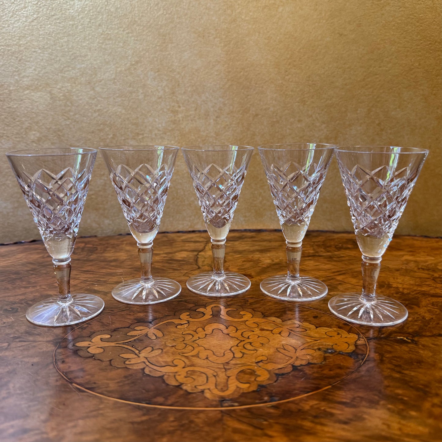 Vintage Inwald Crystal Port Glasses Set Of Five 