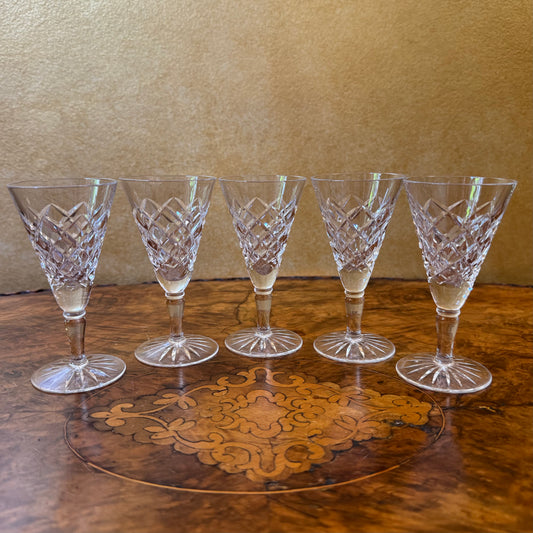 Vintage Inwald Crystal Port Glasses Set Of Five 