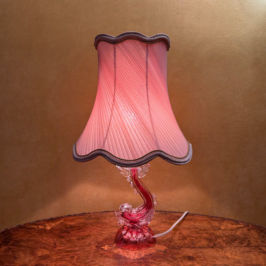 Vintage Italian Murano Glass Dolphin Table Lamp