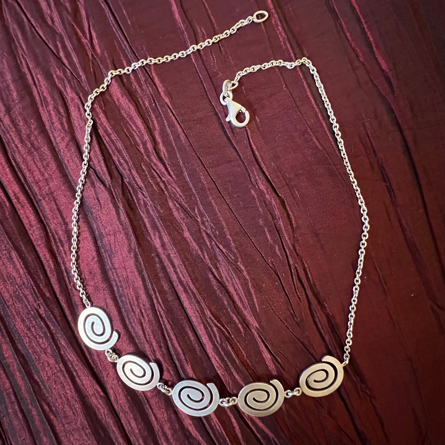 Vintage Italian Sterling Silver Spiral Detail Necklace