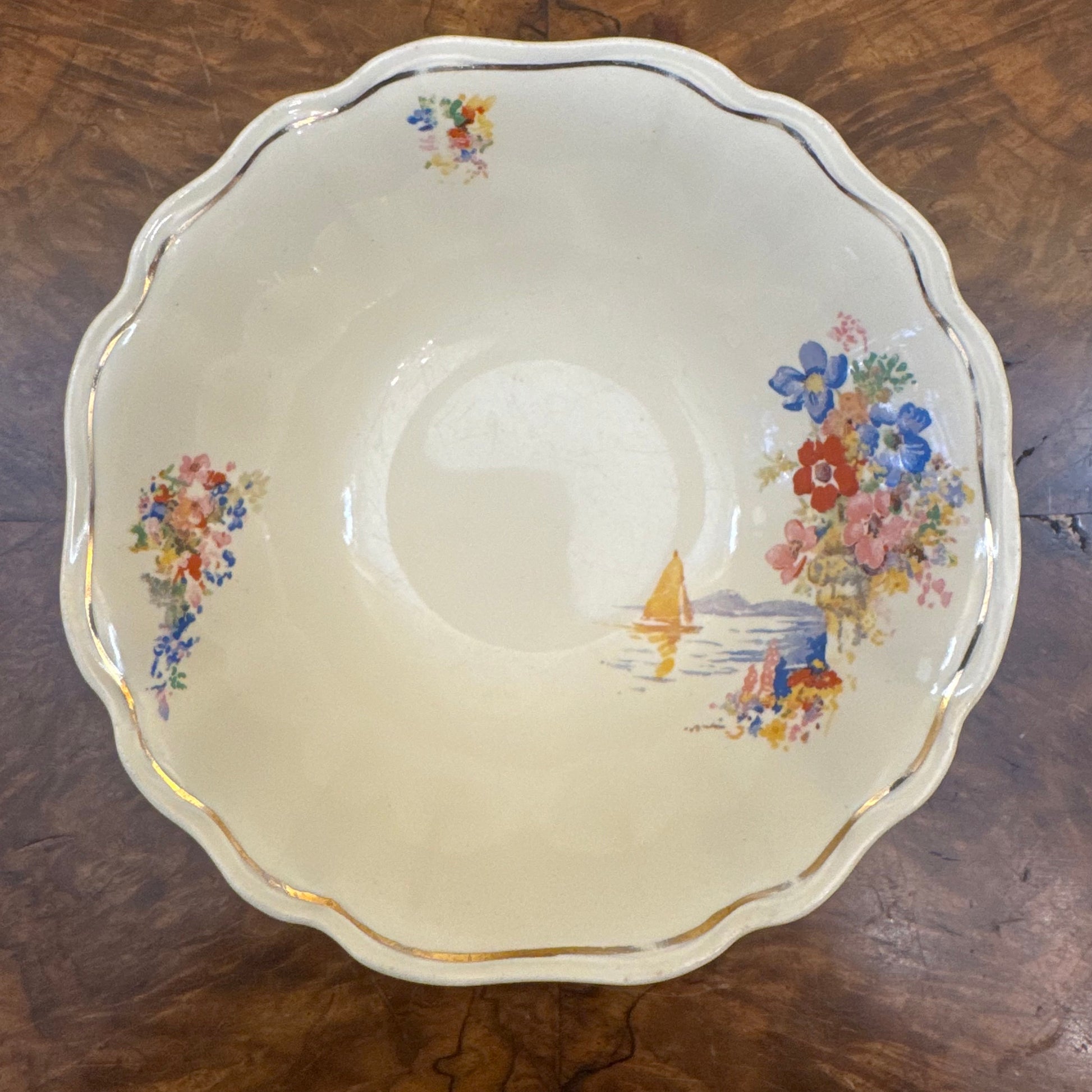 Vintage J & G Meakin Boat Floral Print Bowl 