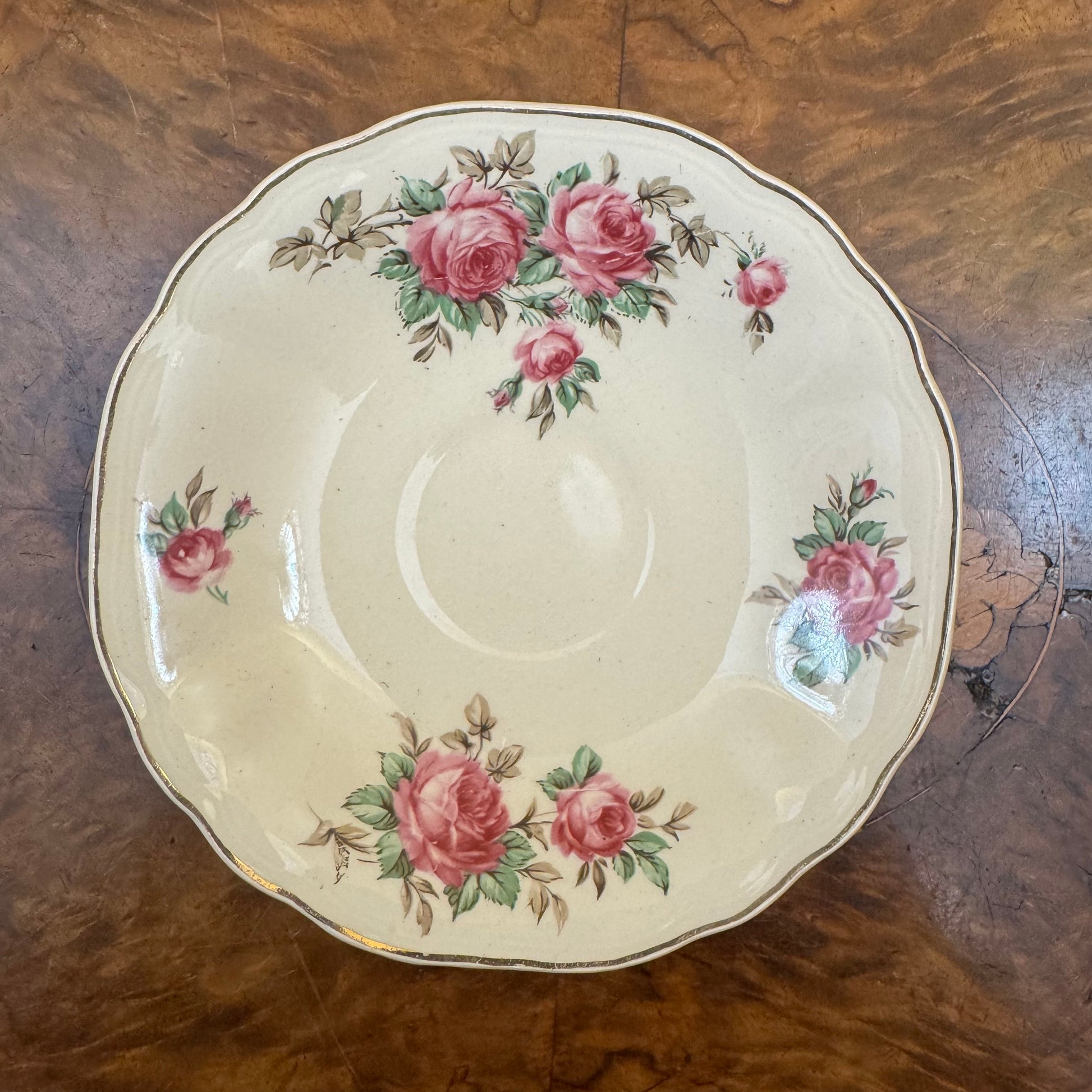 Vintage J & G Meakin Rose Print Saucer 