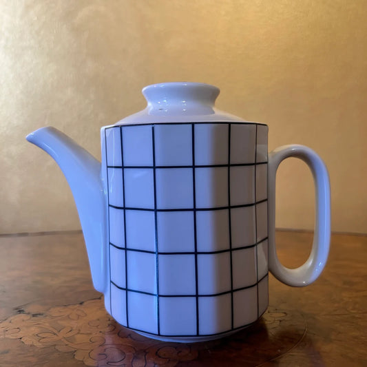 Vintage Japanese Black Square Print Teapot