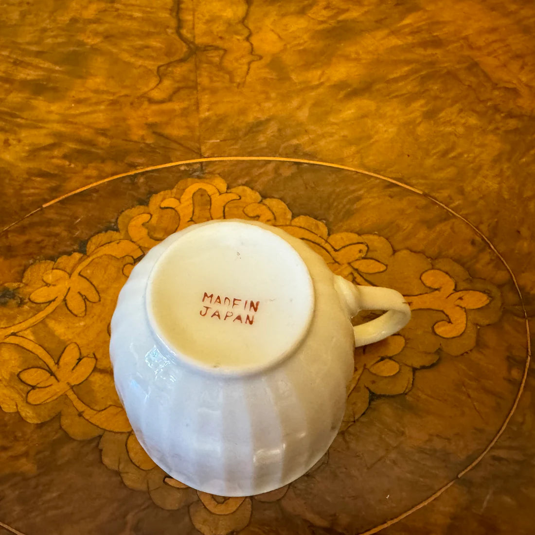 Vintage Japanese Floral Print Demitasse Coffee Cup & Saucer