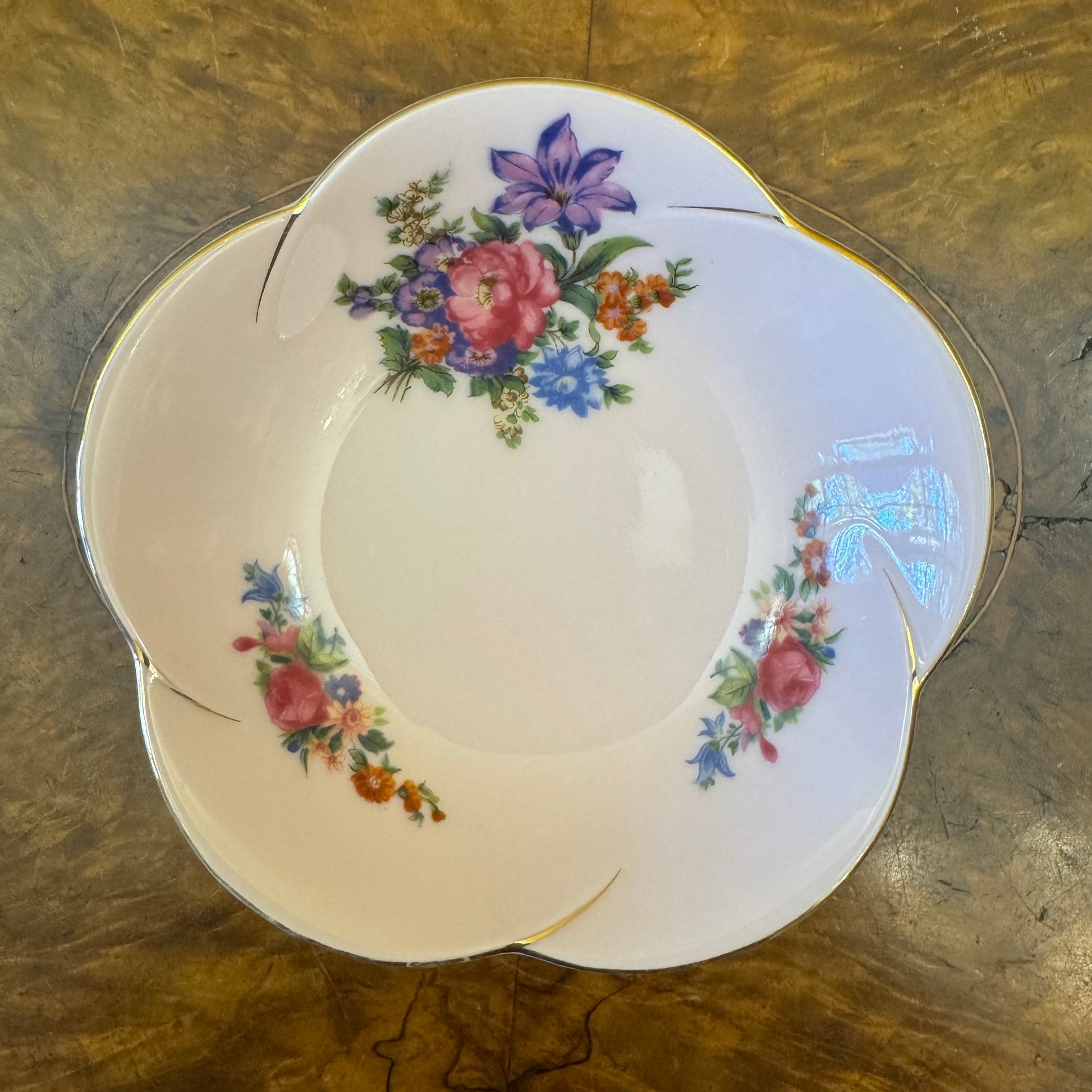 Vintage Japanese Floral Print Dessert Bowl 