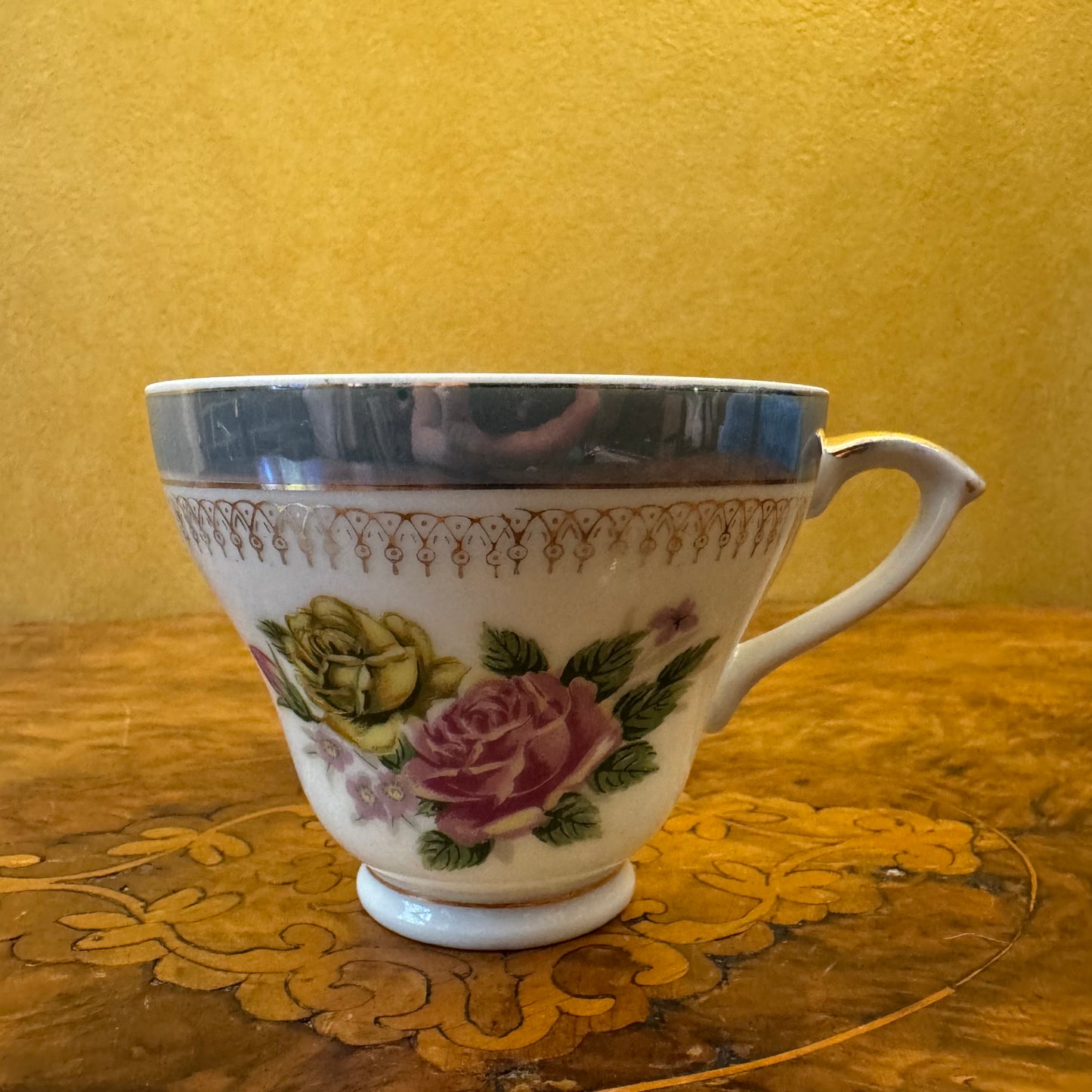 Vintage Japanese Floral Print Tea Cup