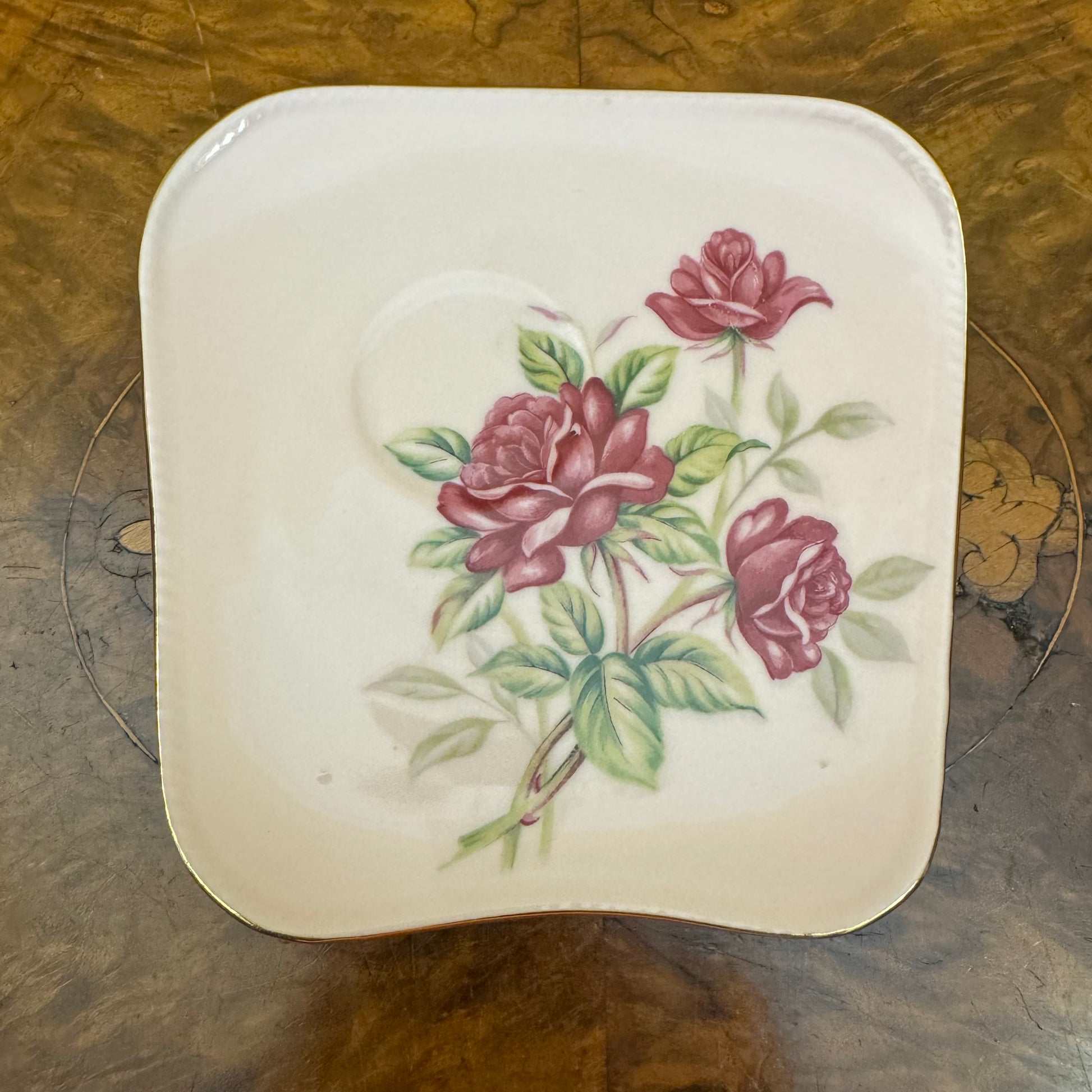 Vintage Japanese Pink Floral Plate 