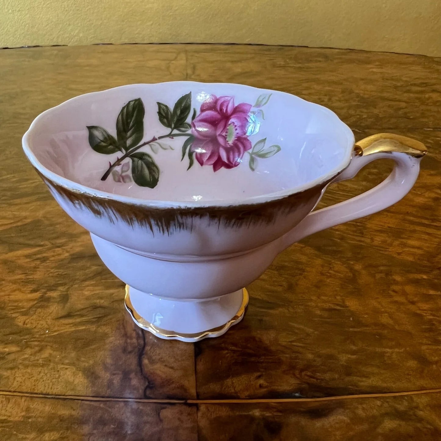 Vintage Japanese Pink Floral Tea Cup Trio Set