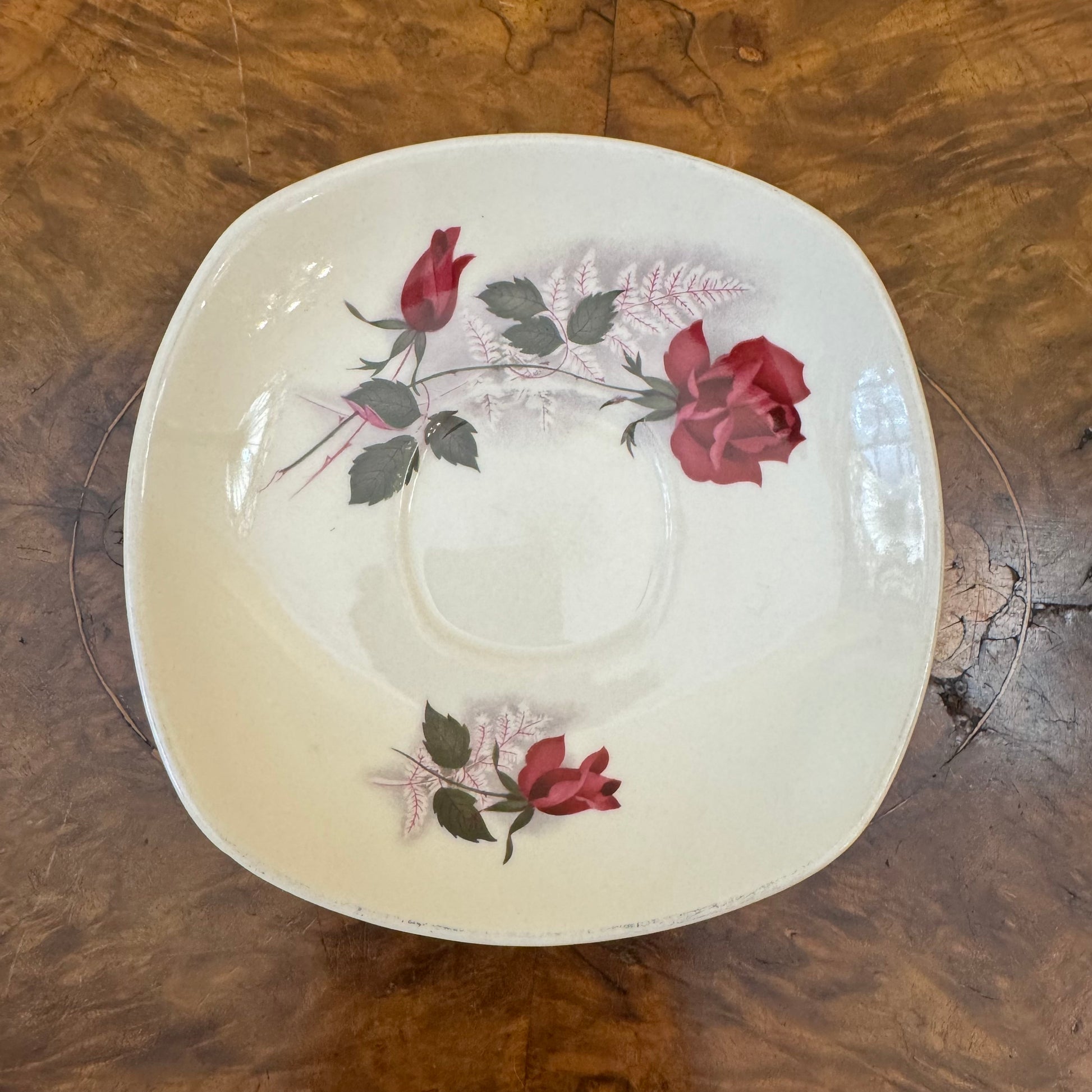 Vintage Johnson Australia Red Roses Saucer 