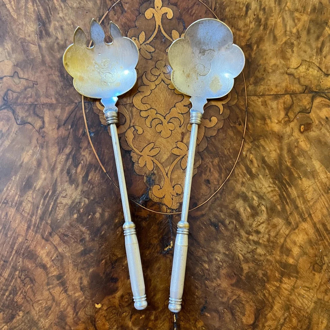 Vintage Koala Engraved Silver Plated Serving Utensils