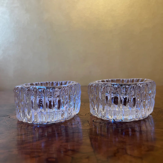 Vintage Kosta Boda Glass Ribbed Small Bowls Pair