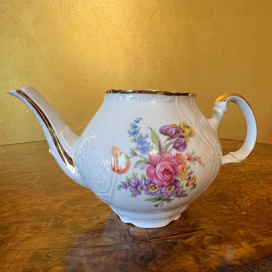 Vintage LC Bernadotte Floral Gold Trim Teapot